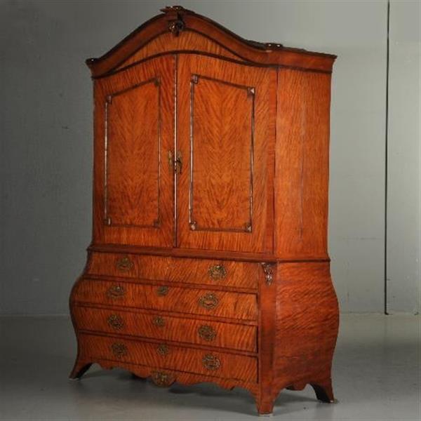 Grote foto antieke kast satijnhouten hollands kabinet ca. 1775 no.511854 antiek en kunst stoelen en banken