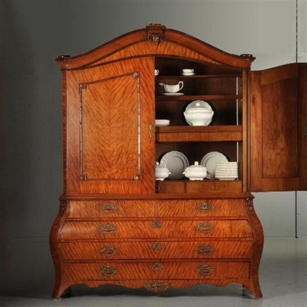 Grote foto antieke kast satijnhouten hollands kabinet ca. 1775 no.511854 antiek en kunst stoelen en banken