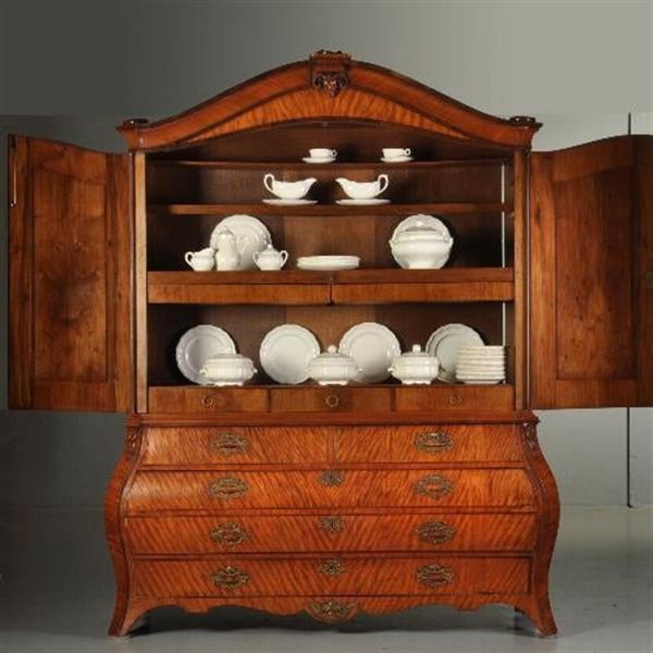 Grote foto antieke kast satijnhouten hollands kabinet ca. 1775 no.511854 antiek en kunst stoelen en banken