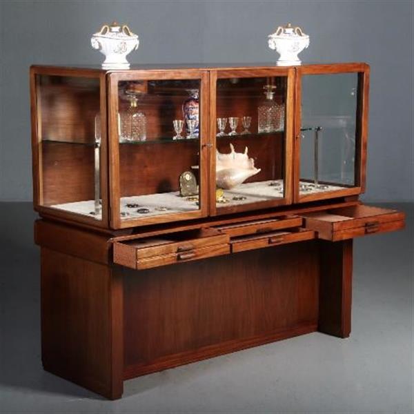 Grote foto antieke kast mahonie vitrine amsterdamse school ca. 1915 met 4 kine laden no.591036 antiek en kunst stoelen en banken