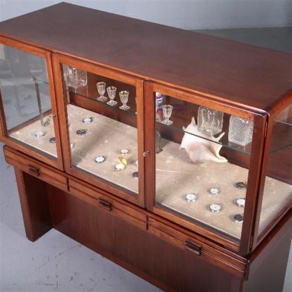 Grote foto antieke kast mahonie vitrine amsterdamse school ca. 1915 met 4 kine laden no.591036 antiek en kunst stoelen en banken