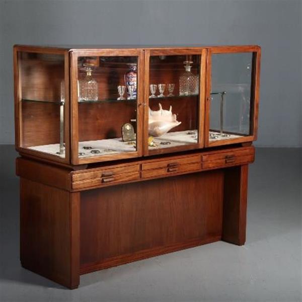 Grote foto antieke kast mahonie vitrine amsterdamse school ca. 1915 met 4 kine laden no.591036 antiek en kunst stoelen en banken