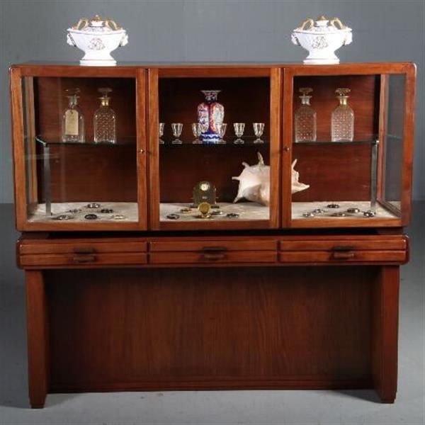 Grote foto antieke kast mahonie vitrine amsterdamse school ca. 1915 met 4 kine laden no.591036 antiek en kunst stoelen en banken
