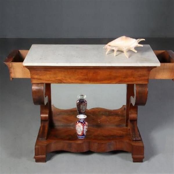 Grote foto antieke bijzettafels hollandse wandtafel of trumeau met 2 zij lade ca. 1840 no.602121 antiek en kunst stoelen en banken