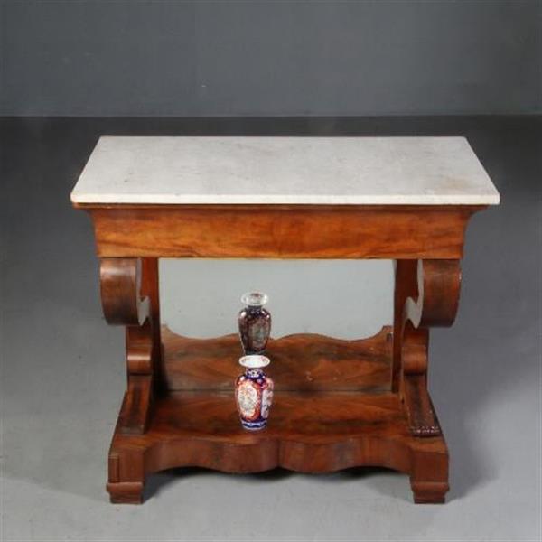 Grote foto antieke bijzettafels hollandse wandtafel of trumeau met 2 zij lade ca. 1840 no.602121 antiek en kunst stoelen en banken