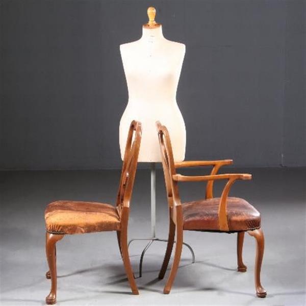 Grote foto antieke stoelen stel van 8 eetkamerstoelen 2 met armleuningen ca. 1920 prijs incl bekleding naar antiek en kunst stoelen en banken