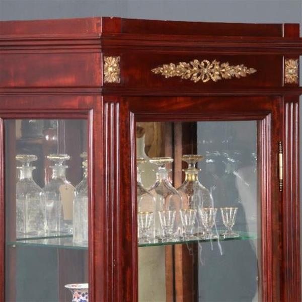 Grote foto antieke kast hollandse mahonie empire stijl vitrine ca. 1880 met brons beslag no.662716 antiek en kunst stoelen en banken