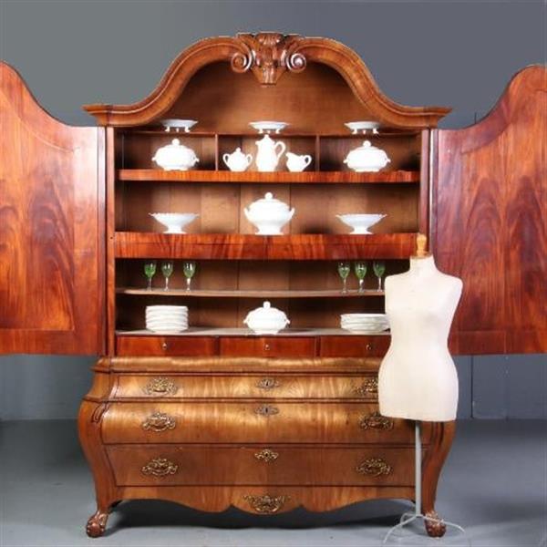 Grote foto antieke kast reusachtig hollands louis seize kabinet ca.1770 in blond bloemmahonie no.670421 antiek en kunst stoelen en banken