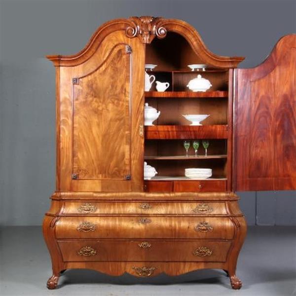 Grote foto antieke kast reusachtig hollands louis seize kabinet ca.1770 in blond bloemmahonie no.670421 antiek en kunst stoelen en banken