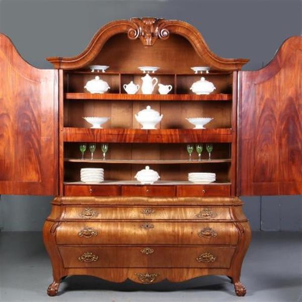 Grote foto antieke kast reusachtig hollands louis seize kabinet ca.1770 in blond bloemmahonie no.670421 antiek en kunst stoelen en banken