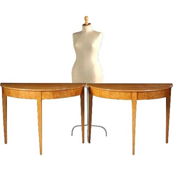 Grote foto antieke tafels stel blonde esdoornhouten demi lune tafels ca. 1890 no.681435 antiek en kunst stoelen en banken