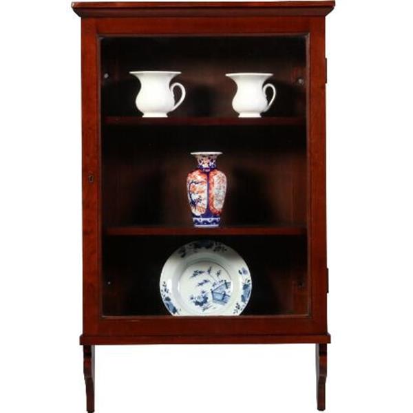 Grote foto wandkastje vitrine met n deur en verstelbare planken ca. 1860 mahonie no.671935 antiek en kunst stoelen en banken
