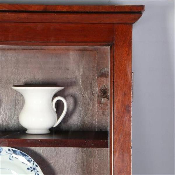 Grote foto wandkastje vitrine met n deur en verstelbare planken ca. 1860 mahonie no.671935 antiek en kunst stoelen en banken