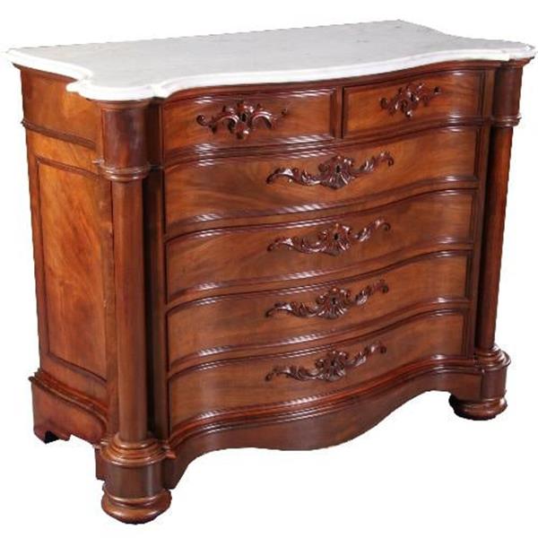 Grote foto antieke kasten orgelgebogen commode mat wit marmer ca. 1870 zeer rijk uitgevoerd meubel no.70096 antiek en kunst stoelen en banken