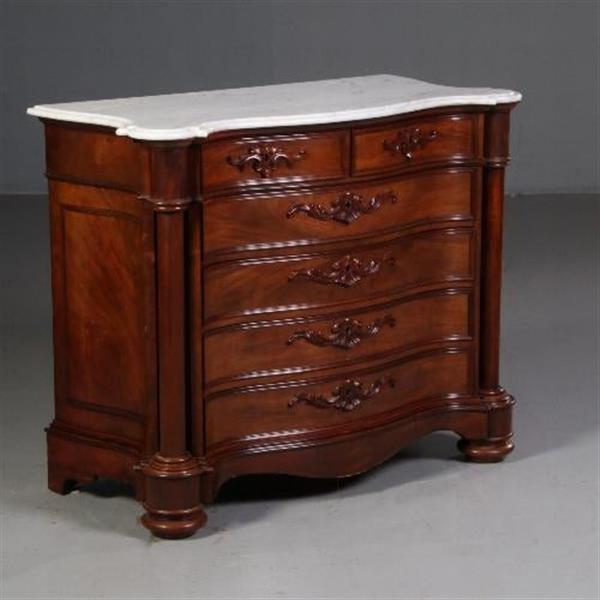 Grote foto antieke kasten orgelgebogen commode mat wit marmer ca. 1870 zeer rijk uitgevoerd meubel no.70096 antiek en kunst stoelen en banken