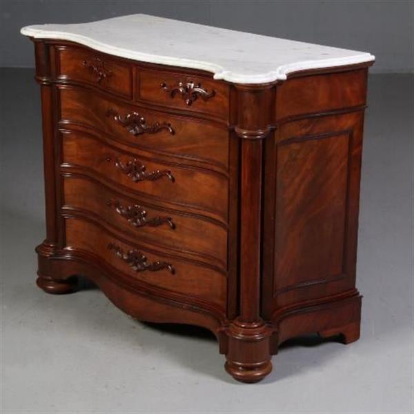Grote foto antieke kasten orgelgebogen commode mat wit marmer ca. 1870 zeer rijk uitgevoerd meubel no.70096 antiek en kunst stoelen en banken