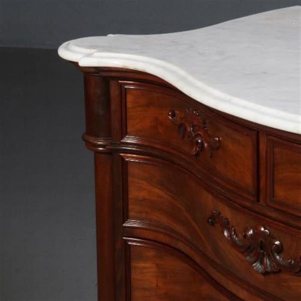 Grote foto antieke kasten orgelgebogen commode mat wit marmer ca. 1870 zeer rijk uitgevoerd meubel no.70096 antiek en kunst stoelen en banken
