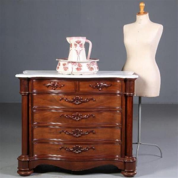 Grote foto antieke kasten orgelgebogen commode mat wit marmer ca. 1870 zeer rijk uitgevoerd meubel no.70096 antiek en kunst stoelen en banken