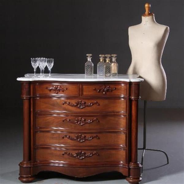 Grote foto antieke kasten orgelgebogen commode mat wit marmer ca. 1870 zeer rijk uitgevoerd meubel no.70096 antiek en kunst stoelen en banken