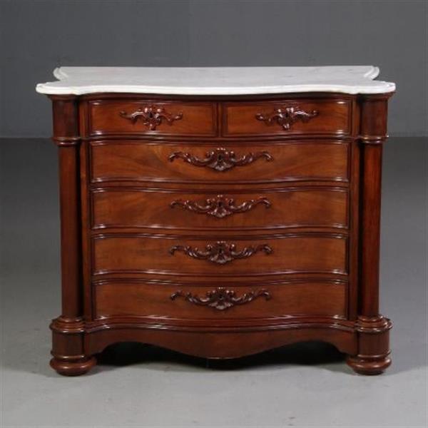 Grote foto antieke kasten orgelgebogen commode mat wit marmer ca. 1870 zeer rijk uitgevoerd meubel no.70096 antiek en kunst stoelen en banken