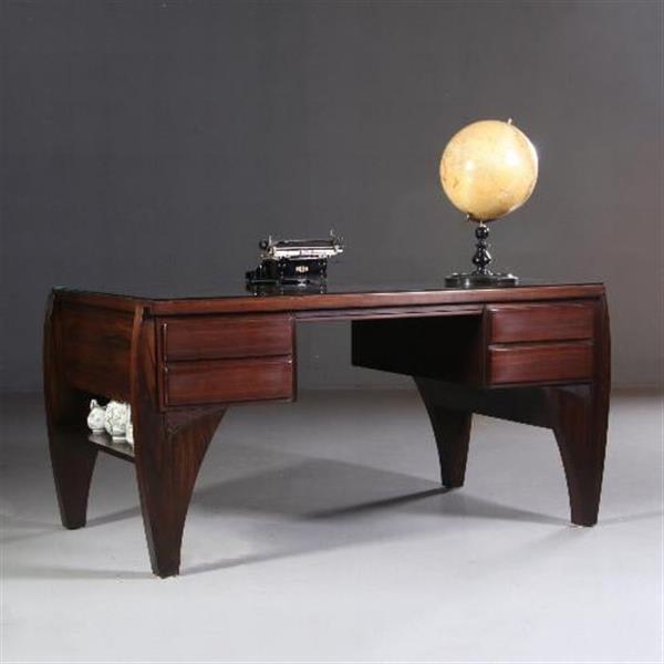 Grote foto antieke bureaus groot coromandel bureau met bureaustoel art deco ca. 1910 no.702548 antiek en kunst stoelen en banken