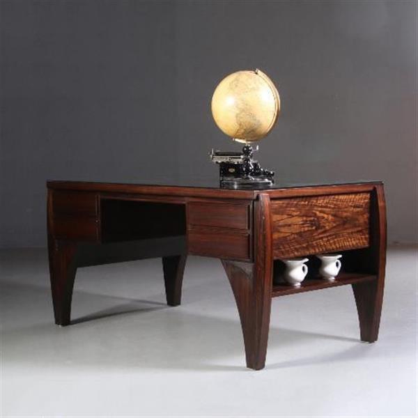 Grote foto antieke bureaus groot coromandel bureau met bureaustoel art deco ca. 1910 no.702548 antiek en kunst stoelen en banken
