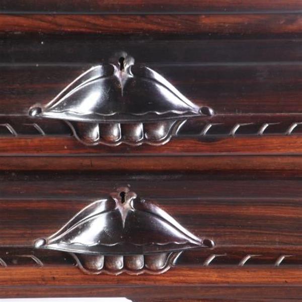 Grote foto antieke bureaus groot coromandel bureau met bureaustoel art deco ca. 1910 no.702548 antiek en kunst stoelen en banken
