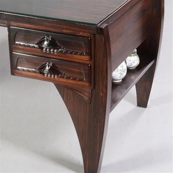 Grote foto antieke bureaus groot coromandel bureau met bureaustoel art deco ca. 1910 no.702548 antiek en kunst stoelen en banken