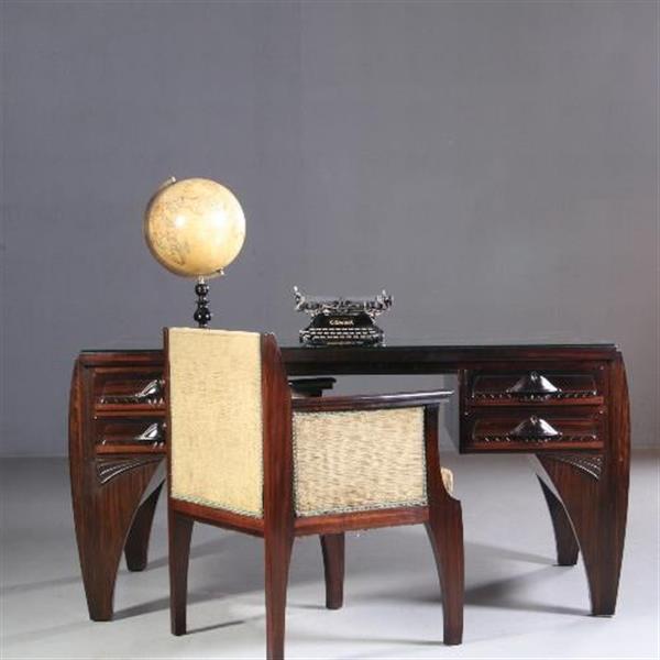 Grote foto antieke bureaus groot coromandel bureau met bureaustoel art deco ca. 1910 no.702548 antiek en kunst stoelen en banken