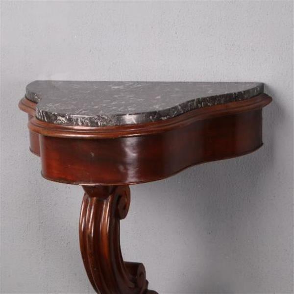 Grote foto antiek wandconsole wandtafel in mahonie ca. 1850 met marmer no.470444 antiek en kunst stoelen en banken