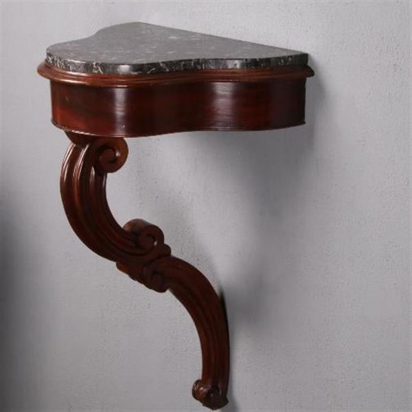 Grote foto antiek wandconsole wandtafel in mahonie ca. 1850 met marmer no.470444 antiek en kunst stoelen en banken