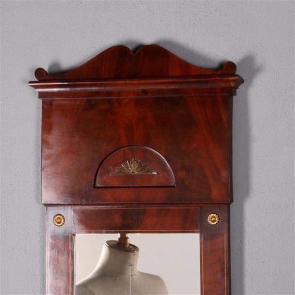 Grote foto antieke spiegel hollandse empire spiegel met brons en inlegwerk ca. 1810 bloemmahonie no.762436 antiek en kunst spiegels