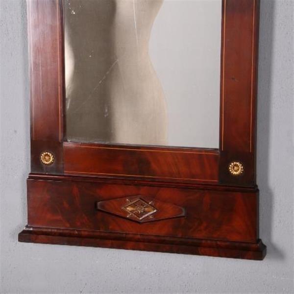 Grote foto antieke spiegel hollandse empire spiegel met brons en inlegwerk ca. 1810 bloemmahonie no.762436 antiek en kunst spiegels