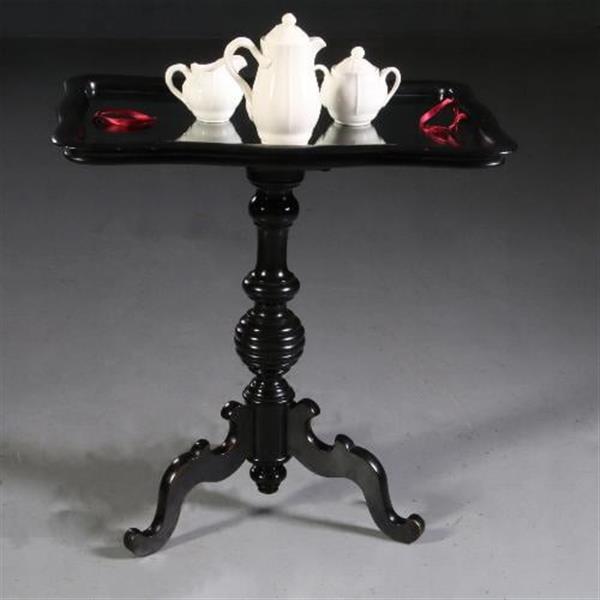 Grote foto antieke bijzettafel wijntafel bijzettafel willem iii ca. 1875 zwart gepolitoerd no. 782323 antiek en kunst stoelen en banken