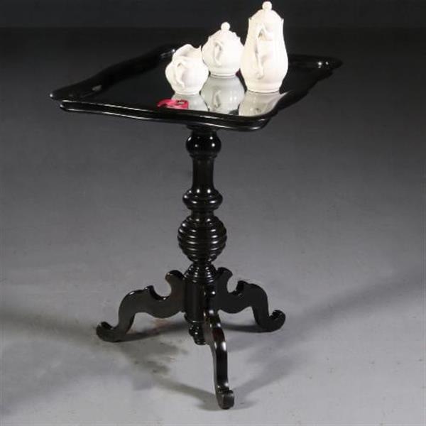 Grote foto antieke bijzettafel wijntafel bijzettafel willem iii ca. 1875 zwart gepolitoerd no. 782323 antiek en kunst stoelen en banken