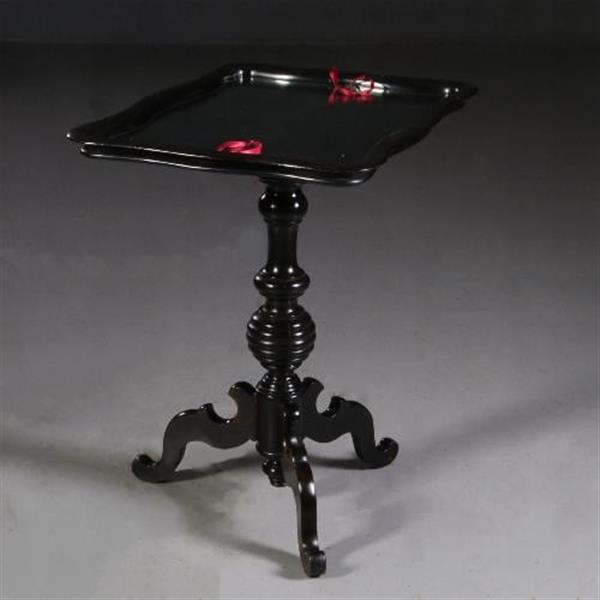 Grote foto antieke bijzettafel wijntafel bijzettafel willem iii ca. 1875 zwart gepolitoerd no. 782323 antiek en kunst stoelen en banken