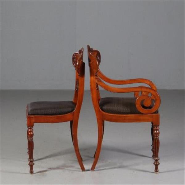 Grote foto antieke stoelen stel van 6 eetkamerstoelen 1 armstoel ca. 1835 incl. bekleding naar wens no.7 antiek en kunst stoelen en banken