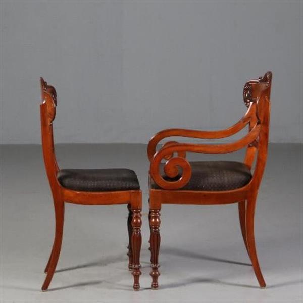 Grote foto antieke stoelen stel van 6 eetkamerstoelen 1 armstoel ca. 1835 incl. bekleding naar wens no.7 antiek en kunst stoelen en banken