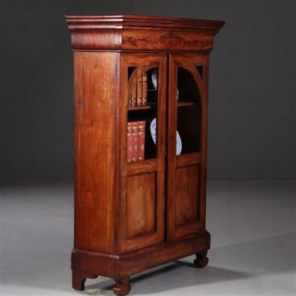 Grote foto antieke kasten kleine vroeg biedermeier tweedeurs boekenkast met uitneembare bespanning ca. 1825 antiek en kunst stoelen en banken