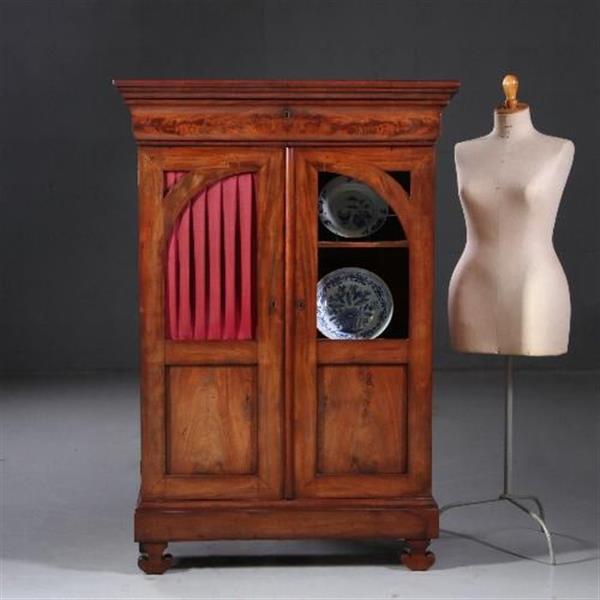 Grote foto antieke kasten kleine vroeg biedermeier tweedeurs boekenkast met uitneembare bespanning ca. 1825 antiek en kunst stoelen en banken