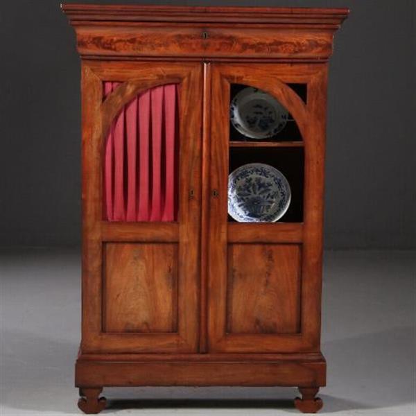 Grote foto antieke kasten kleine vroeg biedermeier tweedeurs boekenkast met uitneembare bespanning ca. 1825 antiek en kunst stoelen en banken