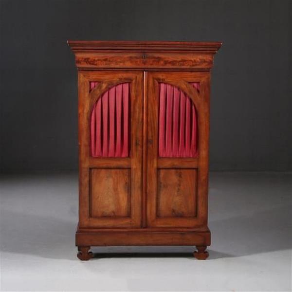 Grote foto antieke kasten kleine vroeg biedermeier tweedeurs boekenkast met uitneembare bespanning ca. 1825 antiek en kunst stoelen en banken