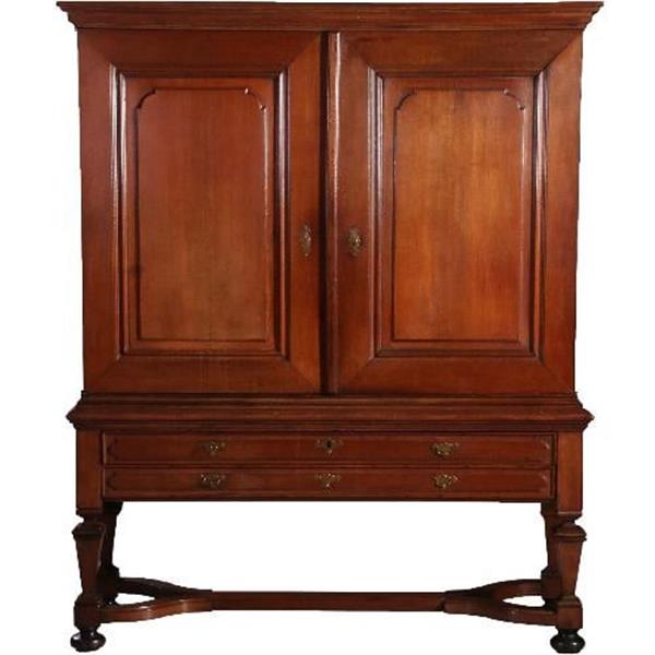 Grote foto antieke kast hollands kruisvoet kabinet ca. 1735 met 7 laden in fraaie geboende kleur no.782760 antiek en kunst stoelen en banken