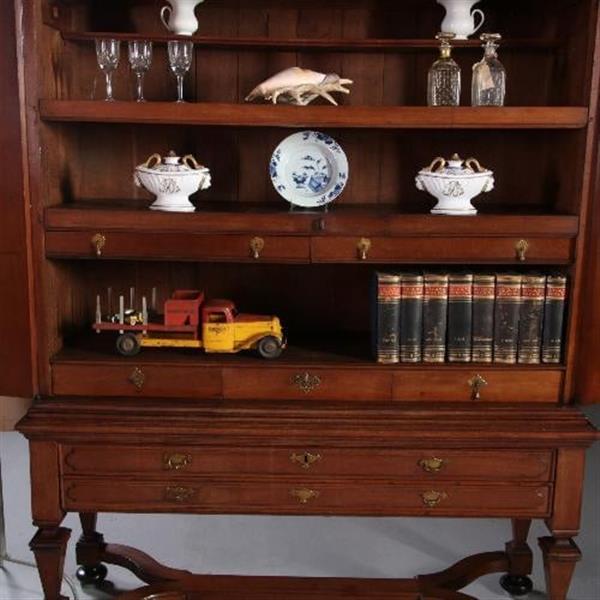 Grote foto antieke kast hollands kruisvoet kabinet ca. 1735 met 7 laden in fraaie geboende kleur no.782760 antiek en kunst stoelen en banken