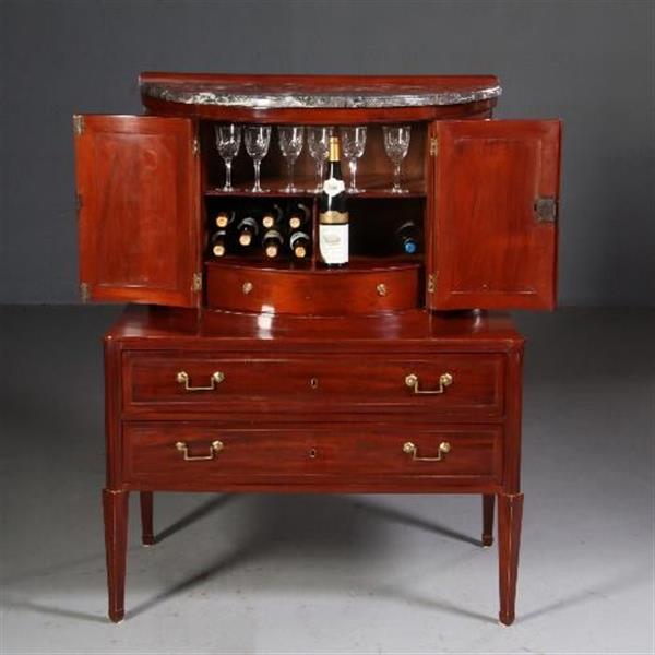 Grote foto antieke kast schrijfkabinet of drankenkastje in deels half rond in strak mahonie met marmer ca. 18 antiek en kunst overige in antiek gebruiksvoorwerpen