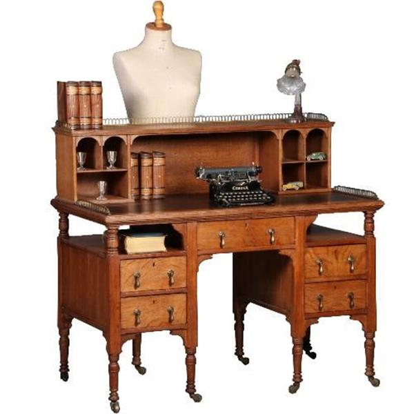 Grote foto antieke bureaus art crafts bureau ca. 1890 met opzet deel en open vakken no.782770 antiek en kunst overige in antiek gebruiksvoorwerpen
