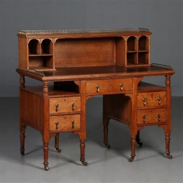 Grote foto antieke bureaus art crafts bureau ca. 1890 met opzet deel en open vakken no.782770 antiek en kunst overige in antiek gebruiksvoorwerpen