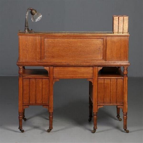 Grote foto antieke bureaus art crafts bureau ca. 1890 met opzet deel en open vakken no.782770 antiek en kunst overige in antiek gebruiksvoorwerpen