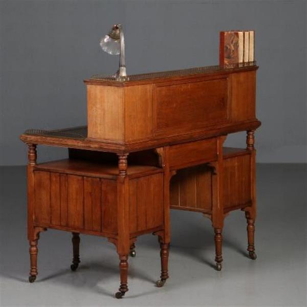 Grote foto antieke bureaus art crafts bureau ca. 1890 met opzet deel en open vakken no.782770 antiek en kunst overige in antiek gebruiksvoorwerpen