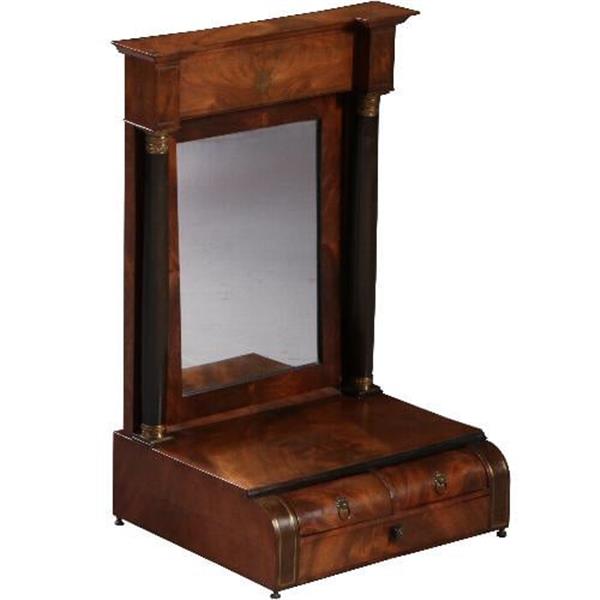Grote foto antieke spiegels empire kapspiegel ca. 1810 met 3 kleine laden met kantelbare spiegel no.810947 antiek en kunst spiegels